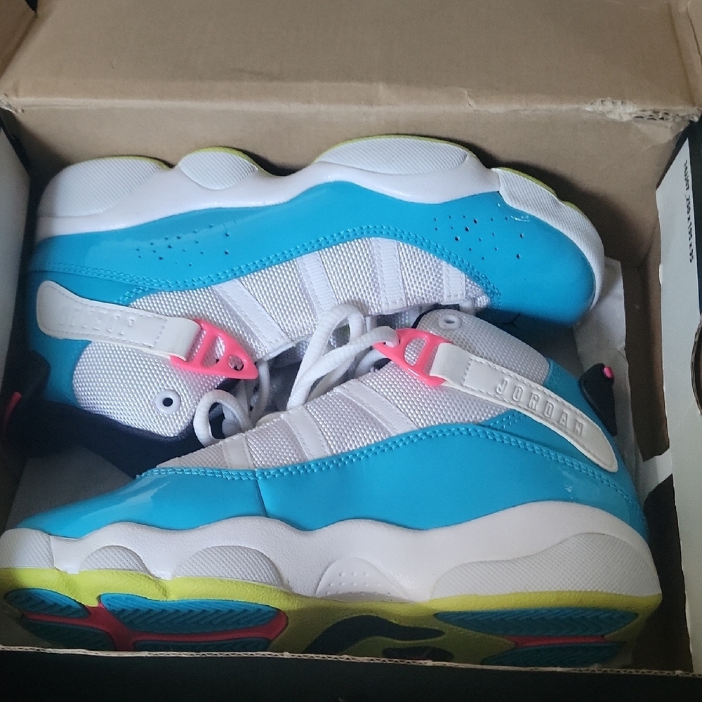 Jordan Kids Sneakers in Blue, White, and Pink - Picture 2 of 4